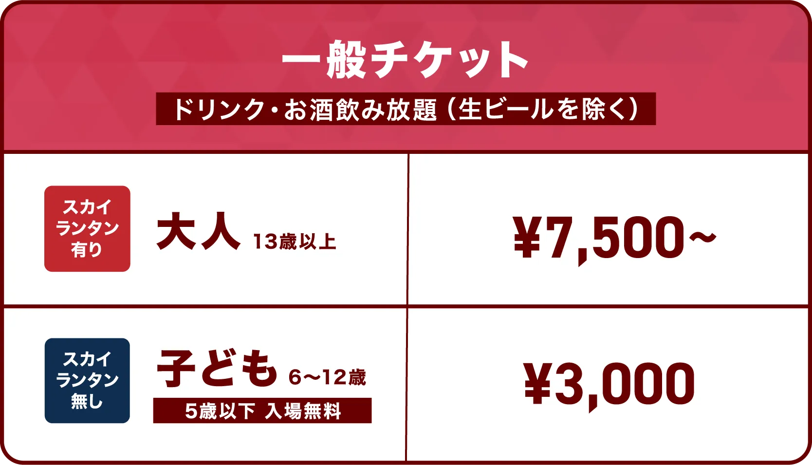 一般チケット料金